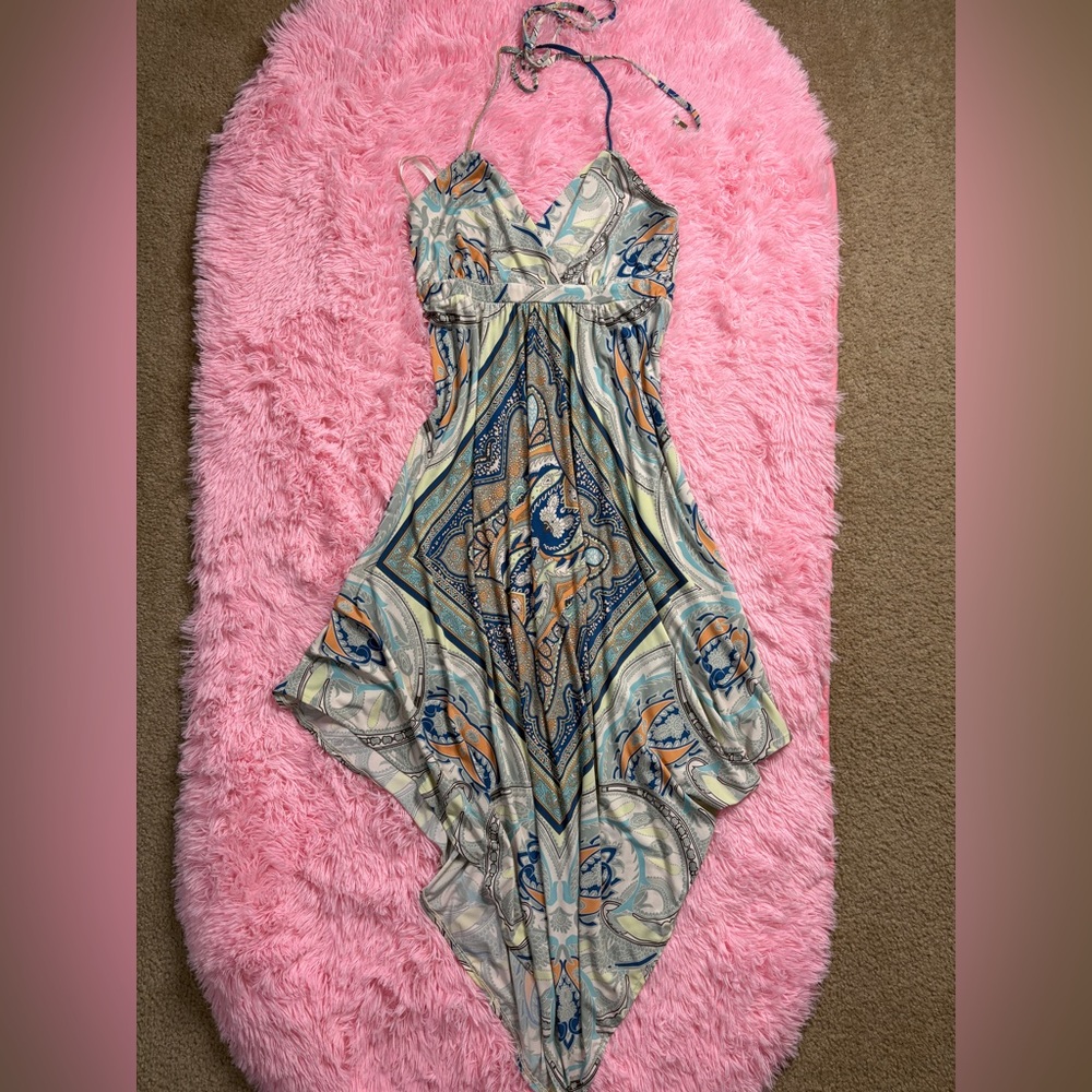 Boho Print Hankerchief Flowy Dress - Picture 4 of 8